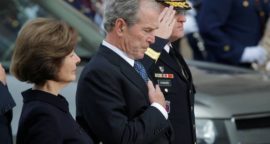 George W Bush leads tributes to father with emotional eulogy at state funeral