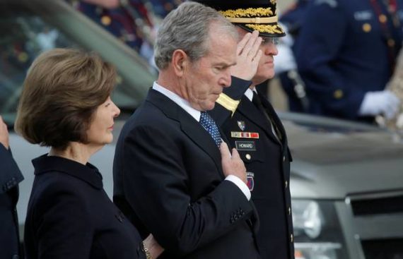 George W Bush leads tributes to father with emotional eulogy at state funeral